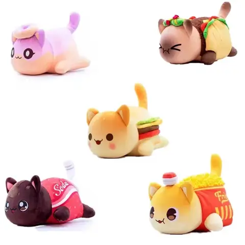 Aphmau Plush Meemeows Food Cat Plushies Toy Cute Cola Fries Donut Cat Plushes Stuffed Dolls Sleeping Pillow Christmas Gift