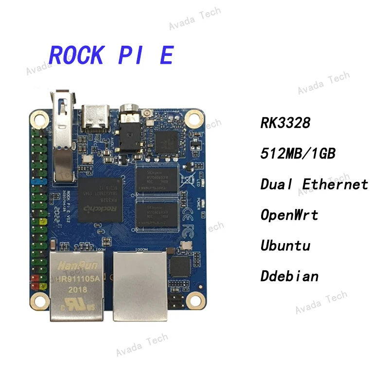 Avada Tech Rock Pi E Rockchip RK3328 1 ГБ/512 Мб DDR3 SBC/одноплатный компьютер с поддержкой Debian/Ubuntu/OpenWRT, такой же, как Nanopi R2S
Avada Tech Rock Pi E Rockchip RK3328 1 ГБ/512 Мб DDR3 SBC/одноплатный компьютер с поддержкой Debian/Ubuntu/OpenWRT, такой же, как Nanopi R2S