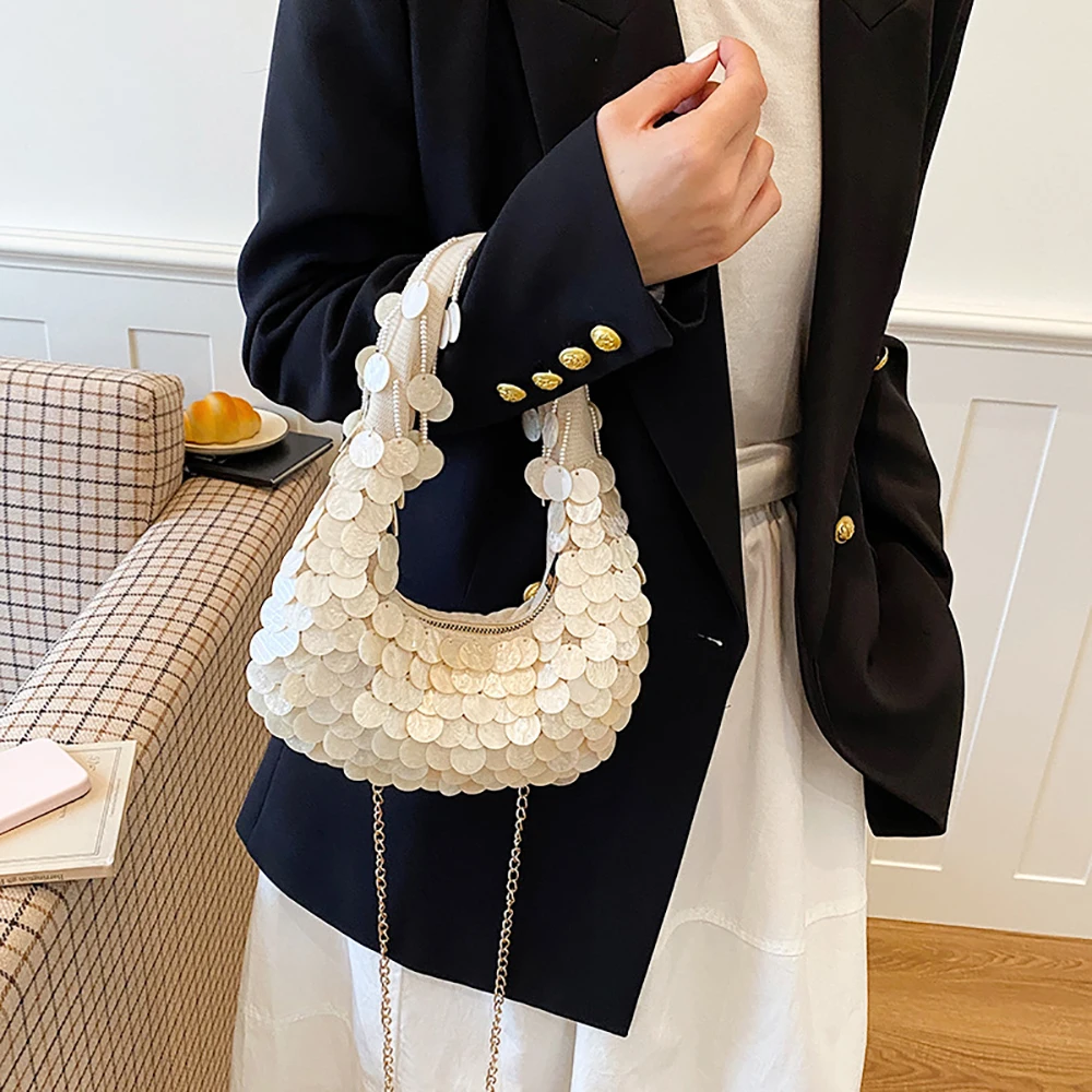 Women's Hand Made Sequins Tassel Chain Crossbody Bag Banquet Party Elegant Soft Versatile Handbags Summer Beach Shoulder Bags
Women's Hand Made Sequins Tassel Chain Crossbody Bag Banquet Party Elegant Soft Versatile Handbags Summer Beach Shoulder Bags
