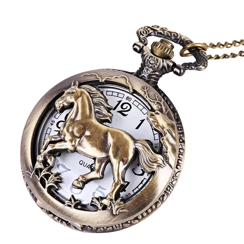 Retro trend bronze Chinese zodiac horse perspective pattern open white digital pocket watch men's and women's accessories belt c
Retro trend bronze Chinese zodiac horse perspective pattern open white digital pocket watch men's and women's accessories belt c