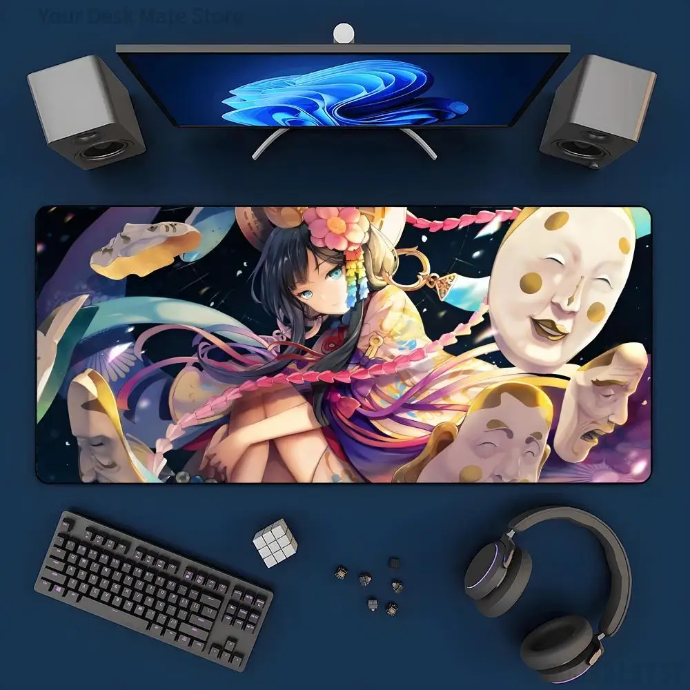 Desk Mat, Gaming Mouse Pad, Anti-slip Rubber, Stitched Edges, HD Vibrant Ukiyo-e Style Anime Girl with Masks & Floral Pattern
Desk Mat, Gaming Mouse Pad, Anti-slip Rubber, Stitched Edges, HD Vibrant Ukiyo-e Style Anime Girl with Masks & Floral Pattern