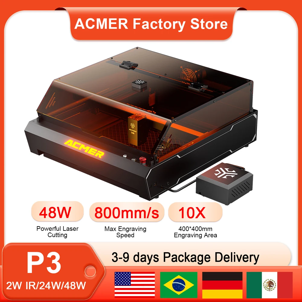 ACMER P3 24W 48W IR&Diode Enclosed Dual Laser Engraver Air Assist for Compatible Lightburn for Acrylic Paper
ACMER P3 24W 48W IR&Diode Enclosed Dual Laser Engraver Air Assist for Compatible Lightburn for Acrylic Paper