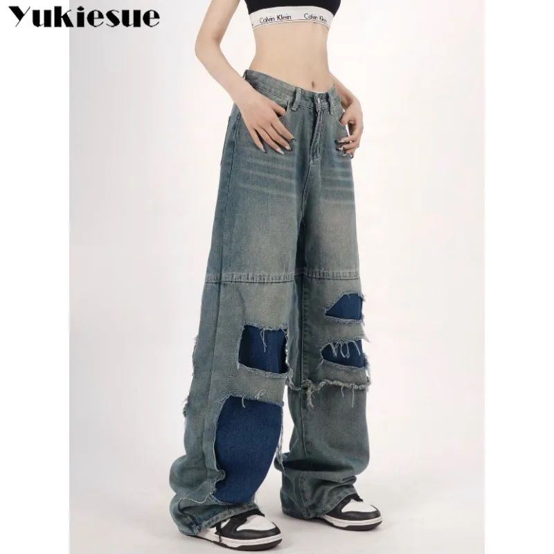 2023 Summer Y2K Aesthetics American Wide Leg Pants Fashion Straight Female Trouser Women Vintage Jeans Worn-out High Waisted
2023 Summer Y2K Aesthetics American Wide Leg Pants Fashion Straight Female Trouser Women Vintage Jeans Worn-out High Waisted