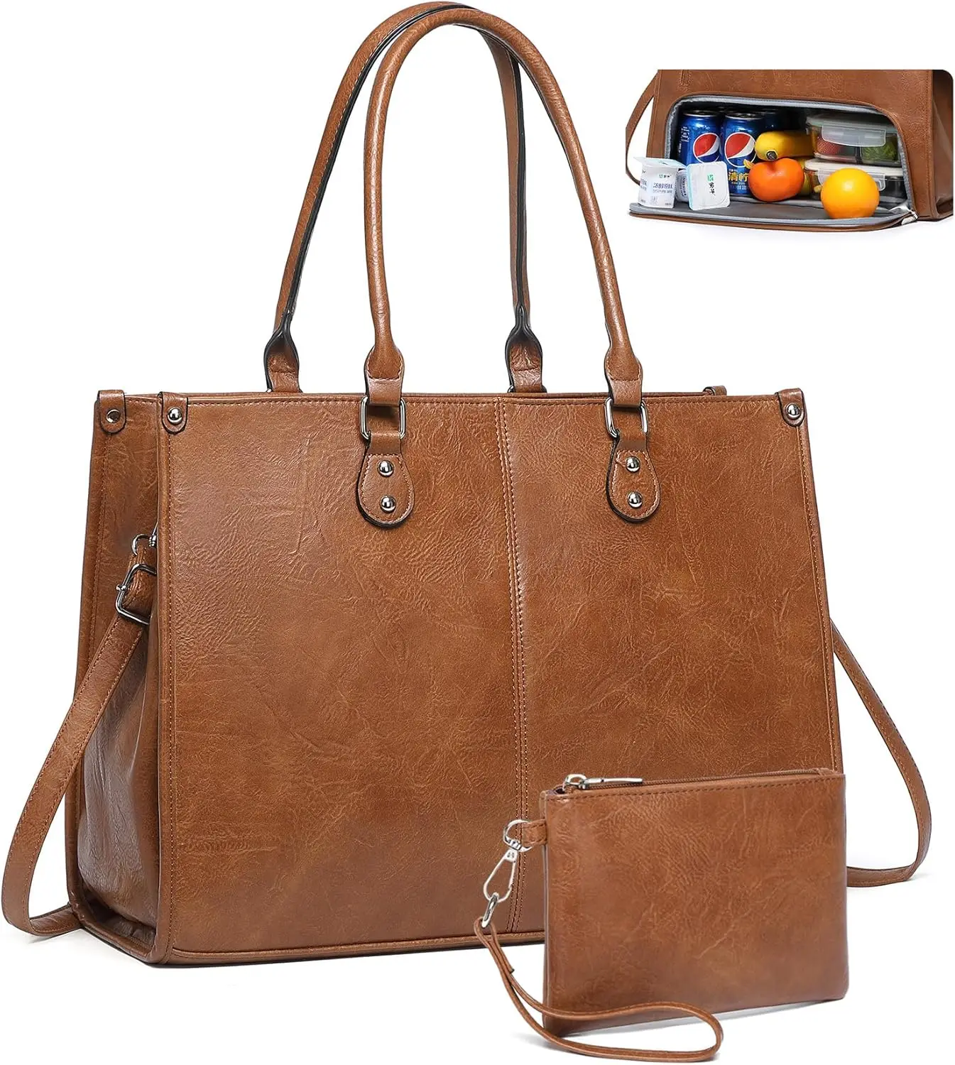 Stylish PU Leather Tote Bag with Insulated Lunch Compartment for 15.6 Inch Laptops, Ideal for Work and Daily Use
Stylish PU Leather Tote Bag with Insulated Lunch Compartment for 15.6 Inch Laptops, Ideal for Work and Daily Use