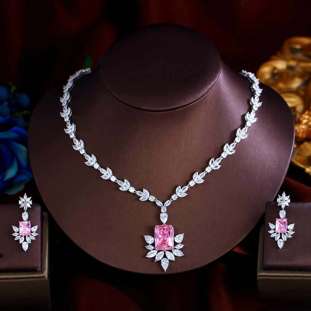 ThreeGraces Glittering Pink Square Zirconia Stone Luxury Necklace and Earrings Wedding Bridal Party Jewelry Set for Women T1047
ThreeGraces Glittering Pink Square Zirconia Stone Luxury Necklace and Earrings Wedding Bridal Party Jewelry Set for Women T1047