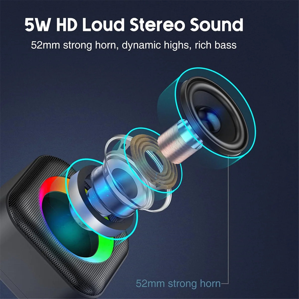 Модернизированный портативный Bluetooth-динамик RGB с цветным светом, водонепроницаемый динамик
Модернизированный портативный Bluetooth-динамик RGB с цветным светом, водонепроницаемый динамик