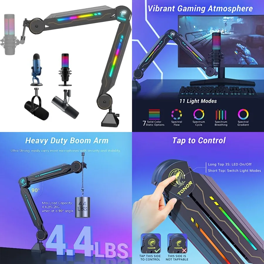 RGB Boom Arm, Adjustable Mic Stand with RGB Light, 5/8'' Screwadapter, Excellent Compatibility, Rotatable Suspension Boom Sciss
RGB Boom Arm, Adjustable Mic Stand with RGB Light, 5/8'' Screwadapter, Excellent Compatibility, Rotatable Suspension Boom Sciss