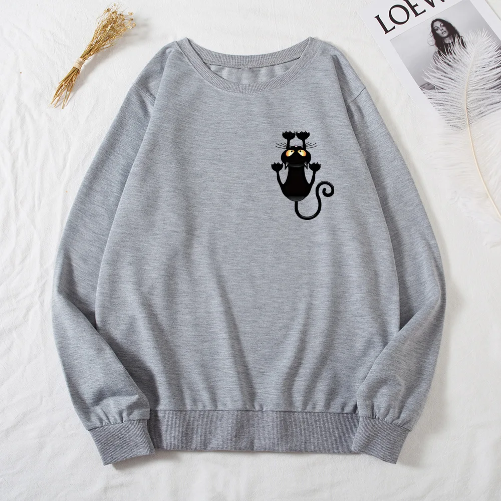 Funny Black Cat Print Sweatshirts Women Long Sleeve Top Autumn O-neck Sweatshirt Casual Female Loose Hoodies Cartoon Pullover
Funny Black Cat Print Sweatshirts Women Long Sleeve Top Autumn O-neck Sweatshirt Casual Female Loose Hoodies Cartoon Pullover