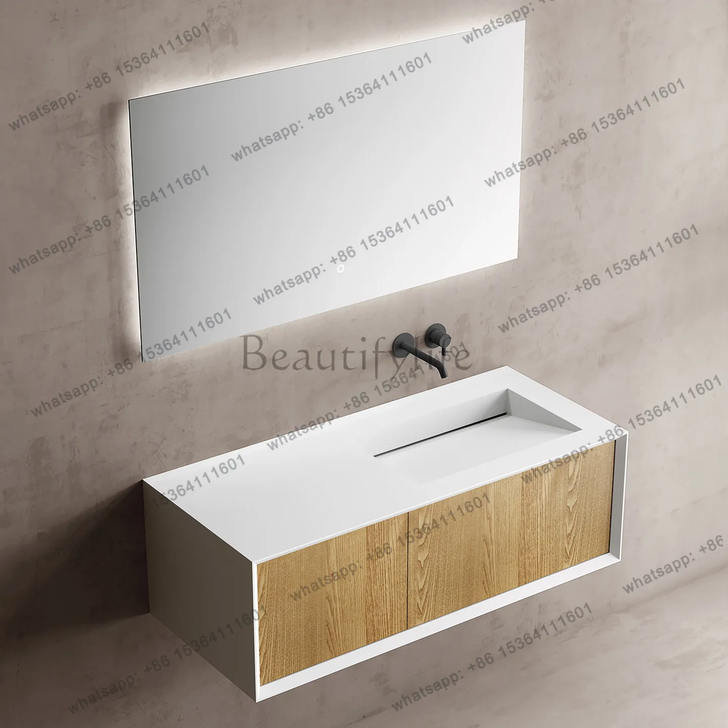 Artificial stone PMMA minimalist LED mirror bathroom cabinet combination household bathroom washbasin
Artificial stone PMMA minimalist LED mirror bathroom cabinet combination household bathroom washbasin