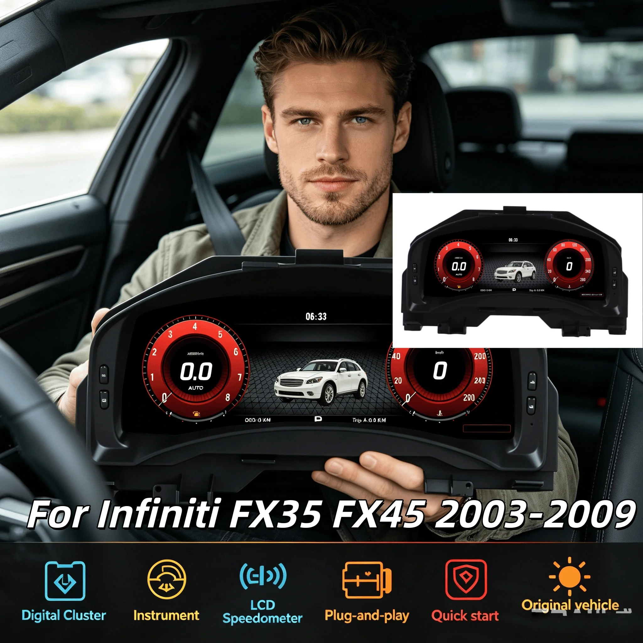 H Digital Cluster Instrument For Infiniti FX35 FX37 FX50 QX70 2009-2016 Dashboard LCD Virtual Cluster Speedometer Cockpit Screen
H Digital Cluster Instrument For Infiniti FX35 FX37 FX50 QX70 2009-2016 Dashboard LCD Virtual Cluster Speedometer Cockpit Screen