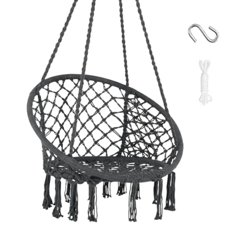 Hammock Chair for Indoor Outdoor Use, Grey Macrame Knitted Mesh Rope, Handmade Hanging Swing with Hardware Kit, 330 Lbs Capacit
Hammock Chair for Indoor Outdoor Use, Grey Macrame Knitted Mesh Rope, Handmade Hanging Swing with Hardware Kit, 330 Lbs Capacit