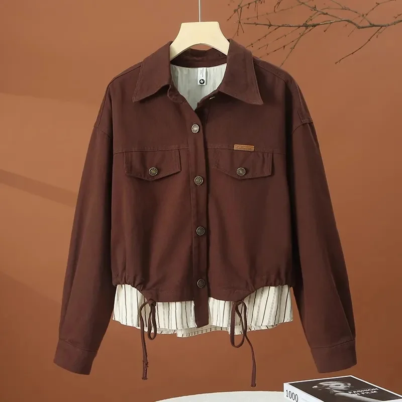 Fake Two-Piece Stitching Denim Jacket Women's Spring Autumn 2025 New Cardigan Lapel Coat Casual Ladies Outerwear Fashion Outcoat
Fake Two-Piece Stitching Denim Jacket Women's Spring Autumn 2025 New Cardigan Lapel Coat Casual Ladies Outerwear Fashion Outcoat