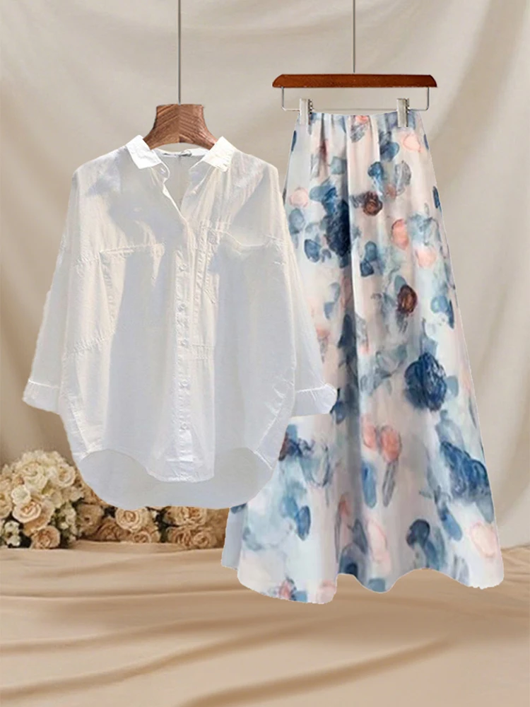 Retro Gentle Style Loose Shirt Outerwear Top Summer Gradient Floral Half Skirt High Waist Two-Piece Set Women's Fashion
Retro Gentle Style Loose Shirt Outerwear Top Summer Gradient Floral Half Skirt High Waist Two-Piece Set Women's Fashion