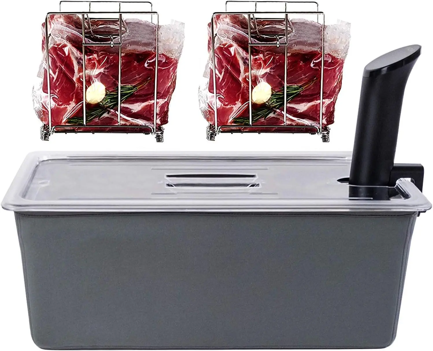 Professional Large Sous Vide Container with Lid, 2 Sous Vide Racks & Insulating Sleeve | Neoprene Retains Heat
Professional Large Sous Vide Container with Lid, 2 Sous Vide Racks & Insulating Sleeve | Neoprene Retains Heat