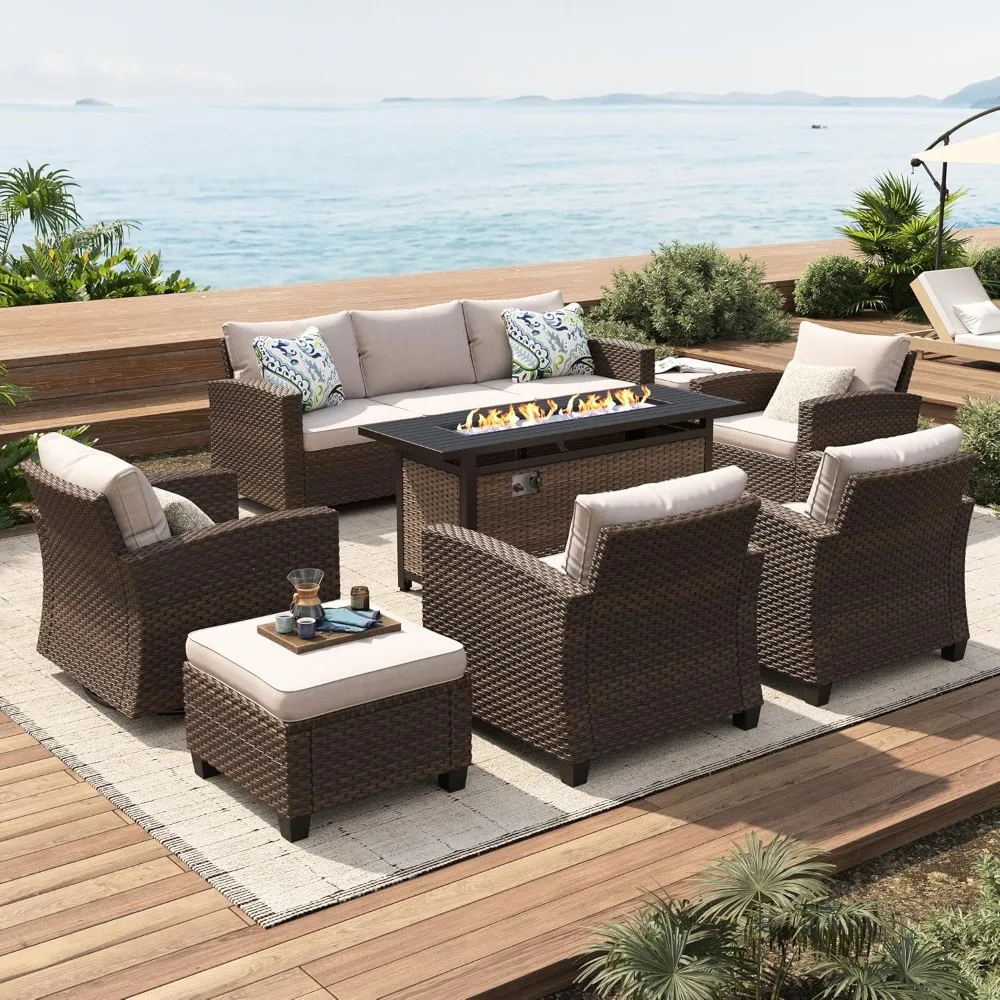 Swivel Glider Patio Furniture Set Outdoor Furniture Brown Wicker Rattan Patio Conversation Sets with Cushion Outside Sofa Set
Swivel Glider Patio Furniture Set Outdoor Furniture Brown Wicker Rattan Patio Conversation Sets with Cushion Outside Sofa Set