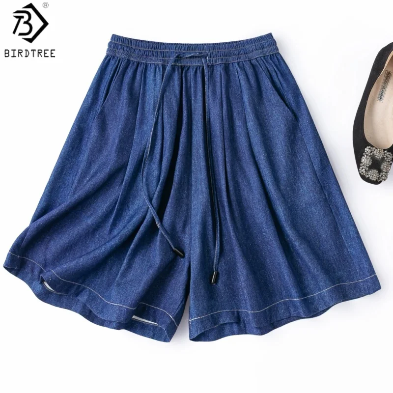 Birdtree, 100% Real Silk Shorts, Women's Spun Silk Short Pants, Elastic Waist Denim Print Loose Pant, 2026 Summer New P64034JF
Birdtree, 100% Real Silk Shorts, Women's Spun Silk Short Pants, Elastic Waist Denim Print Loose Pant, 2026 Summer New P64034JF