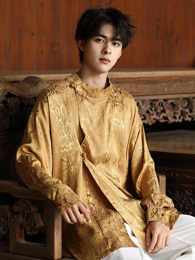 New Chinese Style Men's Shirt Hanfu Outerwear Jacket Renovated Tang Costume Youthful Long Sleeve Button up Casual Wear
New Chinese Style Men's Shirt Hanfu Outerwear Jacket Renovated Tang Costume Youthful Long Sleeve Button up Casual Wear