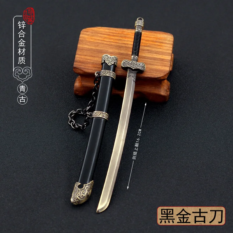 16cm Black Gold Ancient Blade Chinese Melee Cold Weapon Metal Model Keychain 1/6 Doll Toy Equipment Props Accessories Decoration
16cm Black Gold Ancient Blade Chinese Melee Cold Weapon Metal Model Keychain 1/6 Doll Toy Equipment Props Accessories Decoration