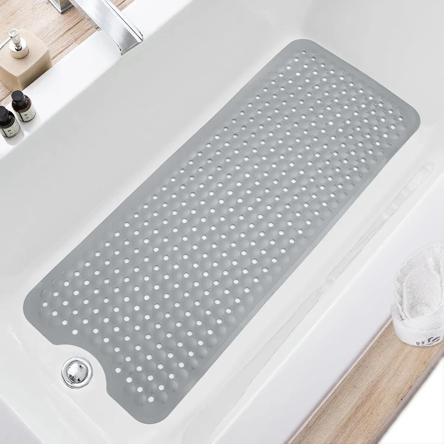 Extra Large 40x16 Inch Non Slip Bathtub Mat with Drain Holes, Machine Washable Bath Mat for Shower Floor, Gray
Extra Large 40x16 Inch Non Slip Bathtub Mat with Drain Holes, Machine Washable Bath Mat for Shower Floor, Gray