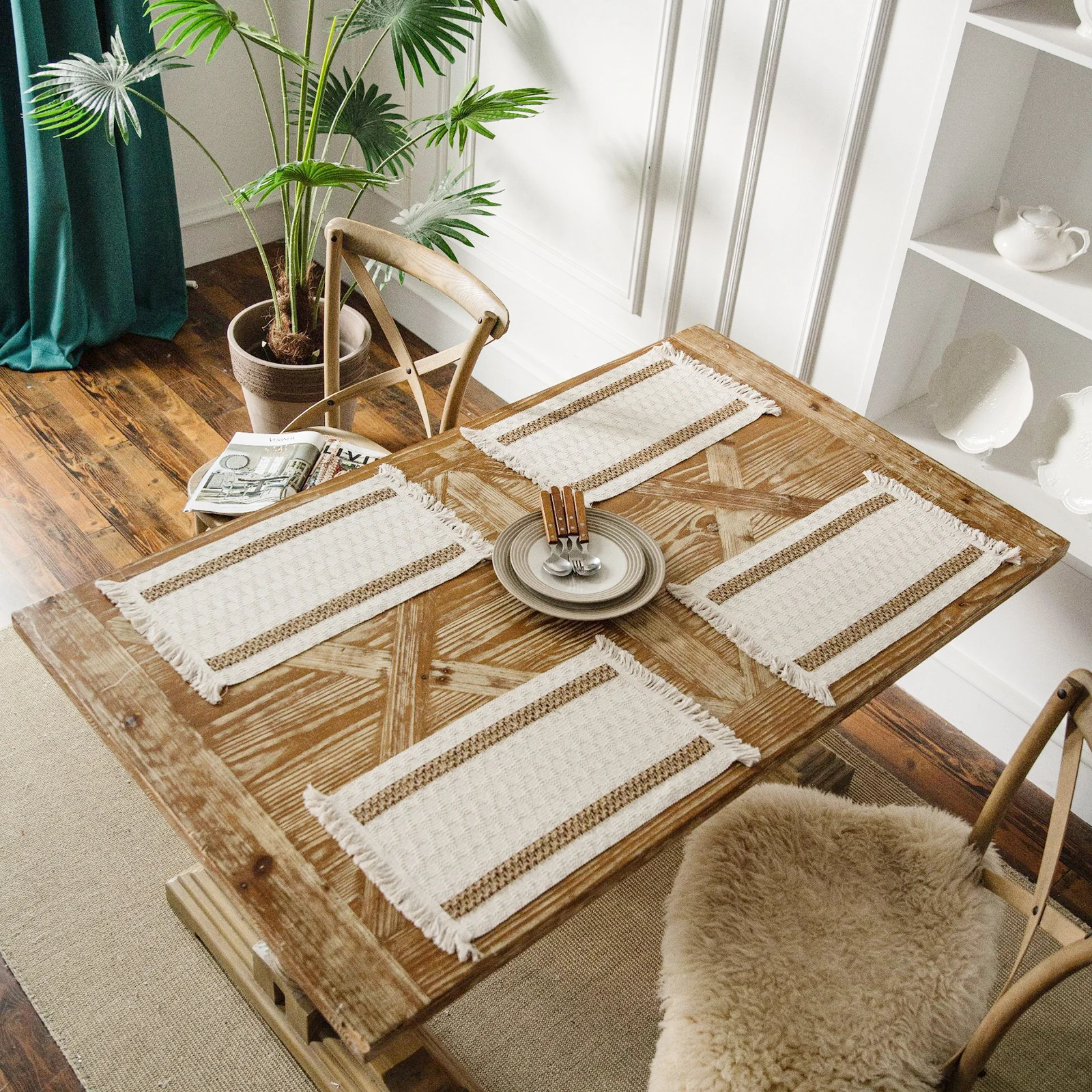 Cotton Linen Placemats Set Khaki Macrame Tassel Woven Mats Bohemia Style Table Dinner Decorations Heat Insulation
Cotton Linen Placemats Set Khaki Macrame Tassel Woven Mats Bohemia Style Table Dinner Decorations Heat Insulation