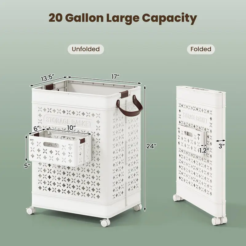 Collapsible Laundry Basket 20 Gallon Plastic Storage Bin-White
Collapsible Laundry Basket 20 Gallon Plastic Storage Bin-White