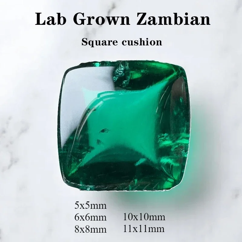 Square Cushion Lab Grown Zambian Emeralds Hydrothermal Smooth Surface with Cracks Inclusions Inside Selectable with AGL
Square Cushion Lab Grown Zambian Emeralds Hydrothermal Smooth Surface with Cracks Inclusions Inside Selectable with AGL