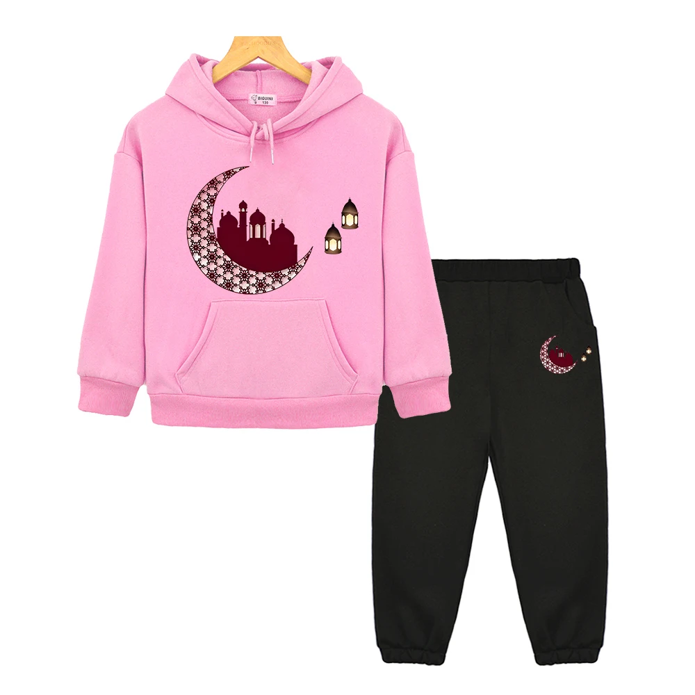 Eid Ramadan Muslim Kids With Moon Print hoodies sweatshirt Tops+pants Ramadan Mubarak boys girls Hooded Sets outfit Holiday gift
Eid Ramadan Muslim Kids With Moon Print hoodies sweatshirt Tops+pants Ramadan Mubarak boys girls Hooded Sets outfit Holiday gift