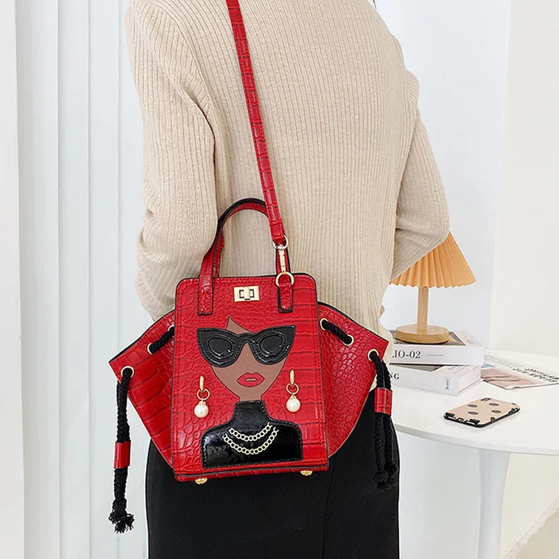 Women Crossbody Messenger Bag PU Leather Versatile Glasses Cartoon Girl Handbag Pearl Rivet Buckle Large Capacity Shoulder Bag
Women Crossbody Messenger Bag PU Leather Versatile Glasses Cartoon Girl Handbag Pearl Rivet Buckle Large Capacity Shoulder Bag