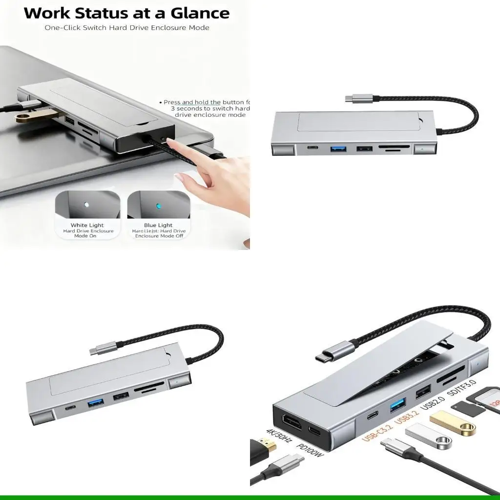 U55C Plugs and Play USB Hubs for M.2 SSD Supporting 10Gbps USB 3.2 Fast Data Transfer Design with Multiple Connectivities Option
