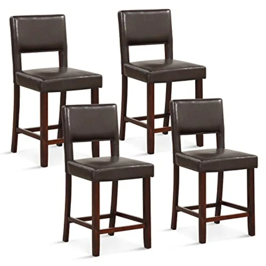 Bar Stools Set of 4, PVC Leather 24.5 Inch Counter Height Chairs with Hollowed Backs, Rubber Wood Legs, Upholstered Barstools f
Bar Stools Set of 4, PVC Leather 24.5 Inch Counter Height Chairs with Hollowed Backs, Rubber Wood Legs, Upholstered Barstools f