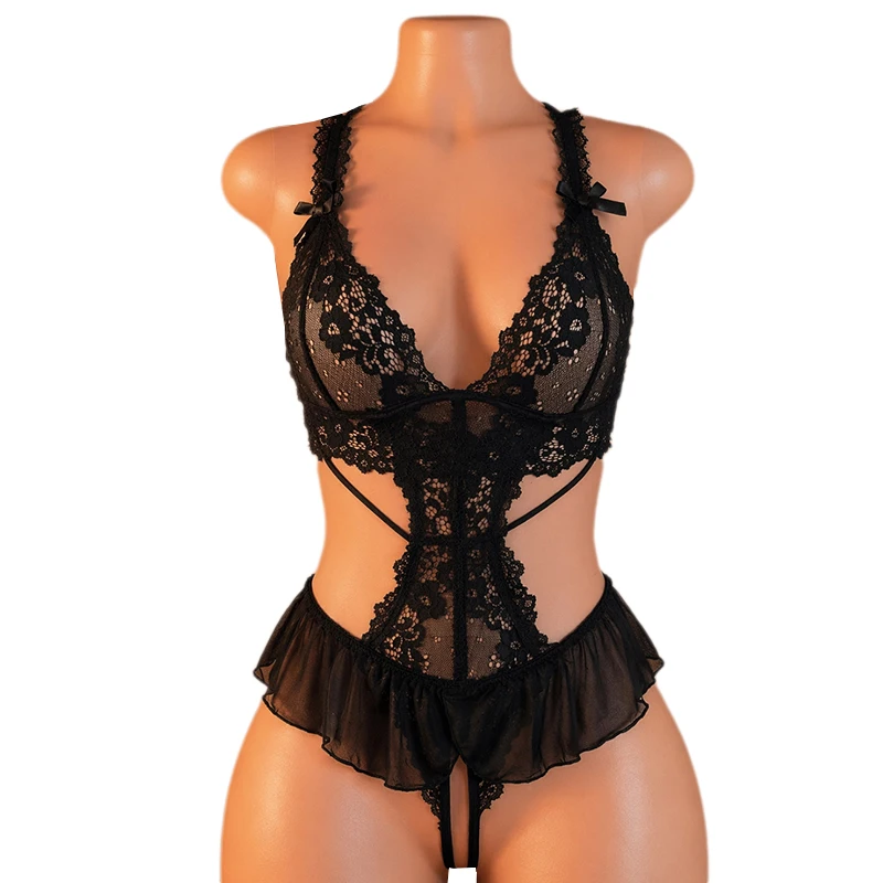 Black Sexy See Through Lace Hollow Integrated Sexy Lingerie Deep V Bodysuit
Black Sexy See Through Lace Hollow Integrated Sexy Lingerie Deep V Bodysuit