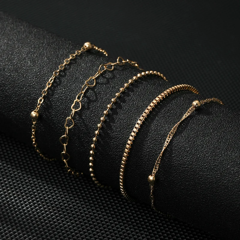 Fashionable Hot Selling 5-piece Bracelet Set, Women's Alloy Round Bead Chain Box Chain, Simple Women's Bracelet
Fashionable Hot Selling 5-piece Bracelet Set, Women's Alloy Round Bead Chain Box Chain, Simple Women's Bracelet