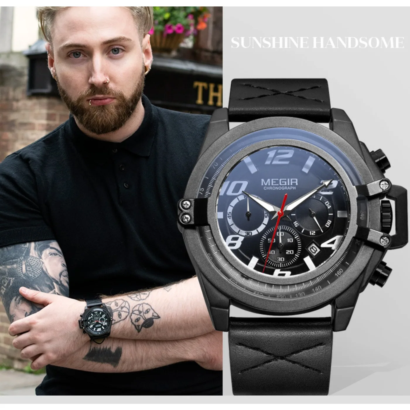 MEGIR Fashion Men Watch Brand Luxury Sports Watches Waterproof Leather Strap Quartz Military Wristwatch Relogio Masculino 2052
MEGIR Fashion Men Watch Brand Luxury Sports Watches Waterproof Leather Strap Quartz Military Wristwatch Relogio Masculino 2052