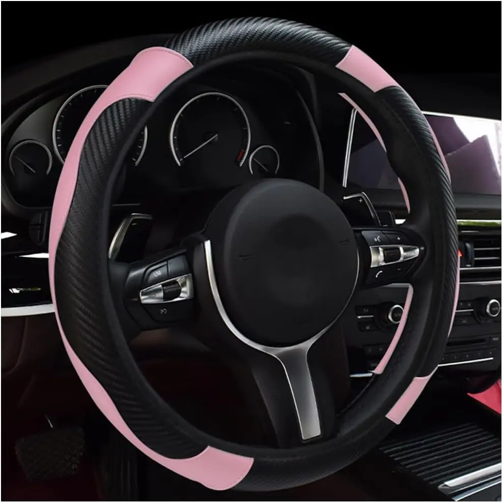 15 Inch Leather Breathable Steering Wheel Cover, Non-Slip Universal Car Accessories in Black and Pink
15 Inch Leather Breathable Steering Wheel Cover, Non-Slip Universal Car Accessories in Black and Pink