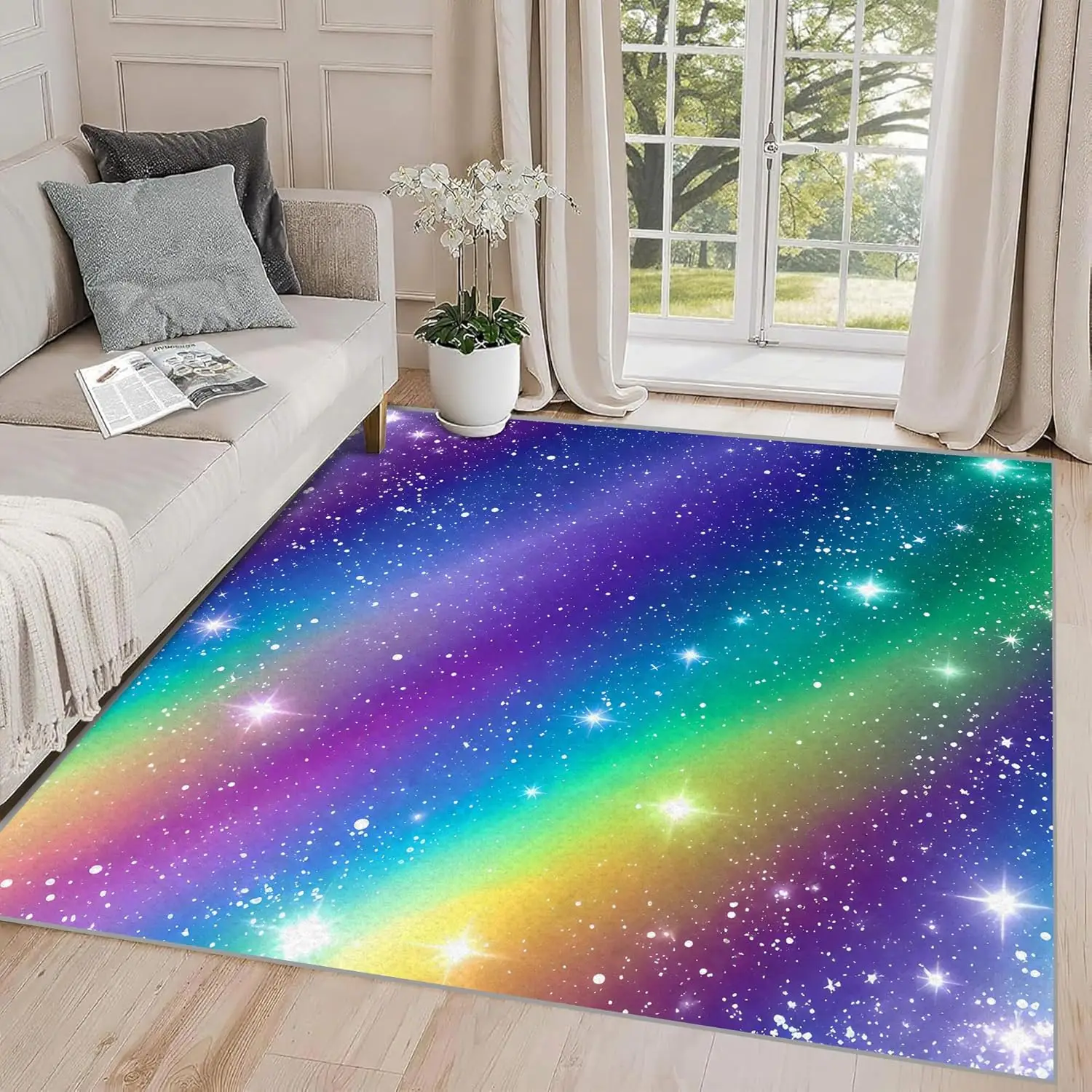Gradient Rainbow Rugs for Living Room Bedroom Dining Room Colorful Area Rugs for Kids Girls Stars Area Rug Non-Slip Washable
Gradient Rainbow Rugs for Living Room Bedroom Dining Room Colorful Area Rugs for Kids Girls Stars Area Rug Non-Slip Washable
