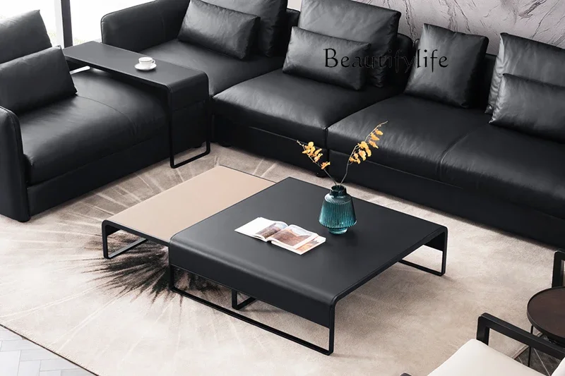 BJ Medieval Italian Minimalist Living Room Steel Frame Leather High And Low Table Combination Coffee Table Sofa
BJ Medieval Italian Minimalist Living Room Steel Frame Leather High And Low Table Combination Coffee Table Sofa