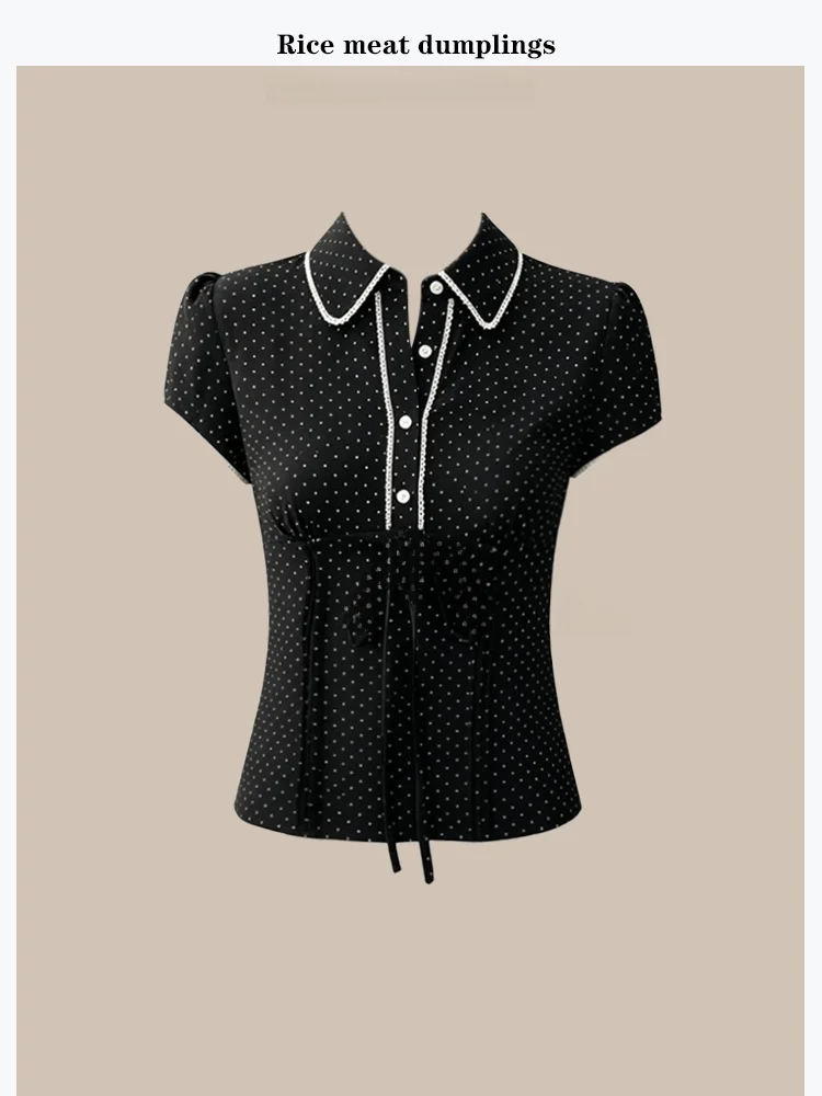 Korean Style Ruffle Sleeve Polka Dot Short Sleeve Shirt Women's Slim Fit Breathable Lenzing Fabric Bubble Sleeve Blouse
Korean Style Ruffle Sleeve Polka Dot Short Sleeve Shirt Women's Slim Fit Breathable Lenzing Fabric Bubble Sleeve Blouse