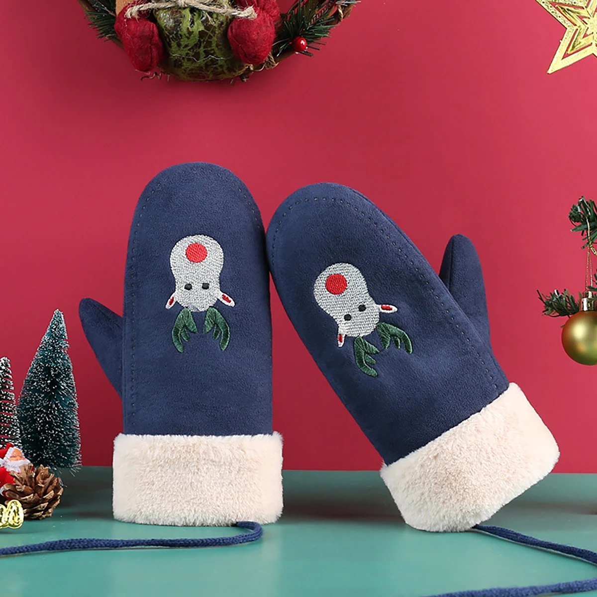 Cold Weather Cartoon Deer Even Finger Hanging Neck Mittens Christmas Gift for Women Winter Warm Thermal Fleece Lined Mittens
Cold Weather Cartoon Deer Even Finger Hanging Neck Mittens Christmas Gift for Women Winter Warm Thermal Fleece Lined Mittens