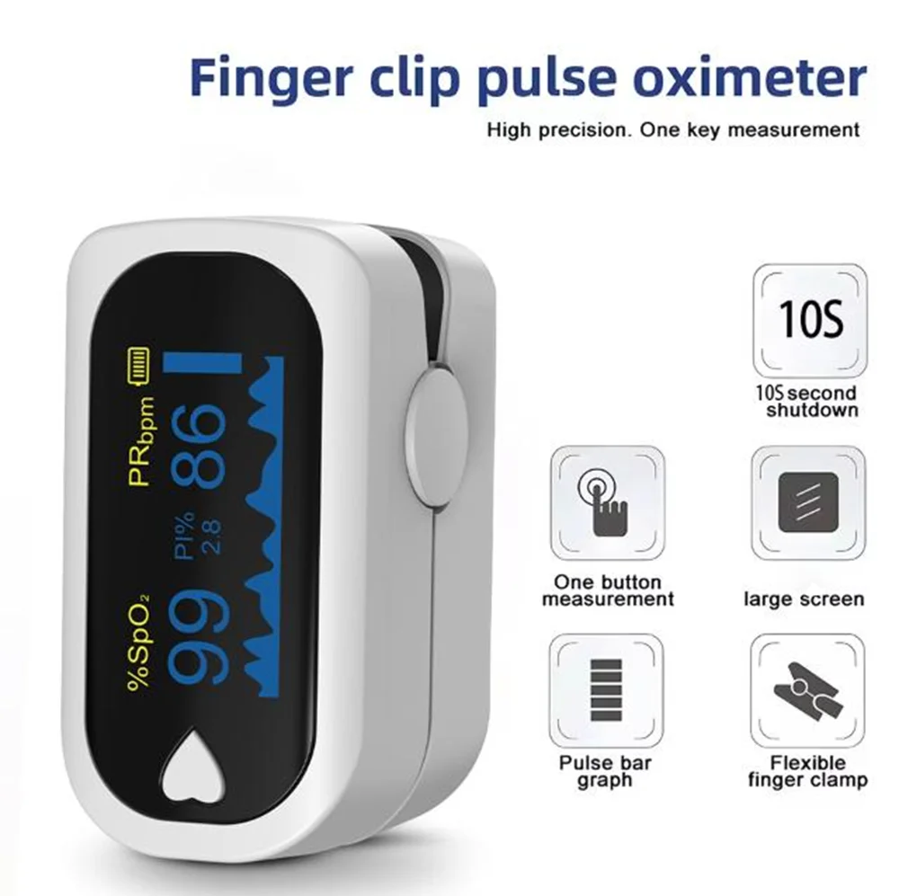 Finger Pulse Oximeter SPO2 PR PI RR Blood Oxygen Saturation Meter Heart Rate Monitor OLED Oximetro De Dedo
Finger Pulse Oximeter SPO2 PR PI RR Blood Oxygen Saturation Meter Heart Rate Monitor OLED Oximetro De Dedo