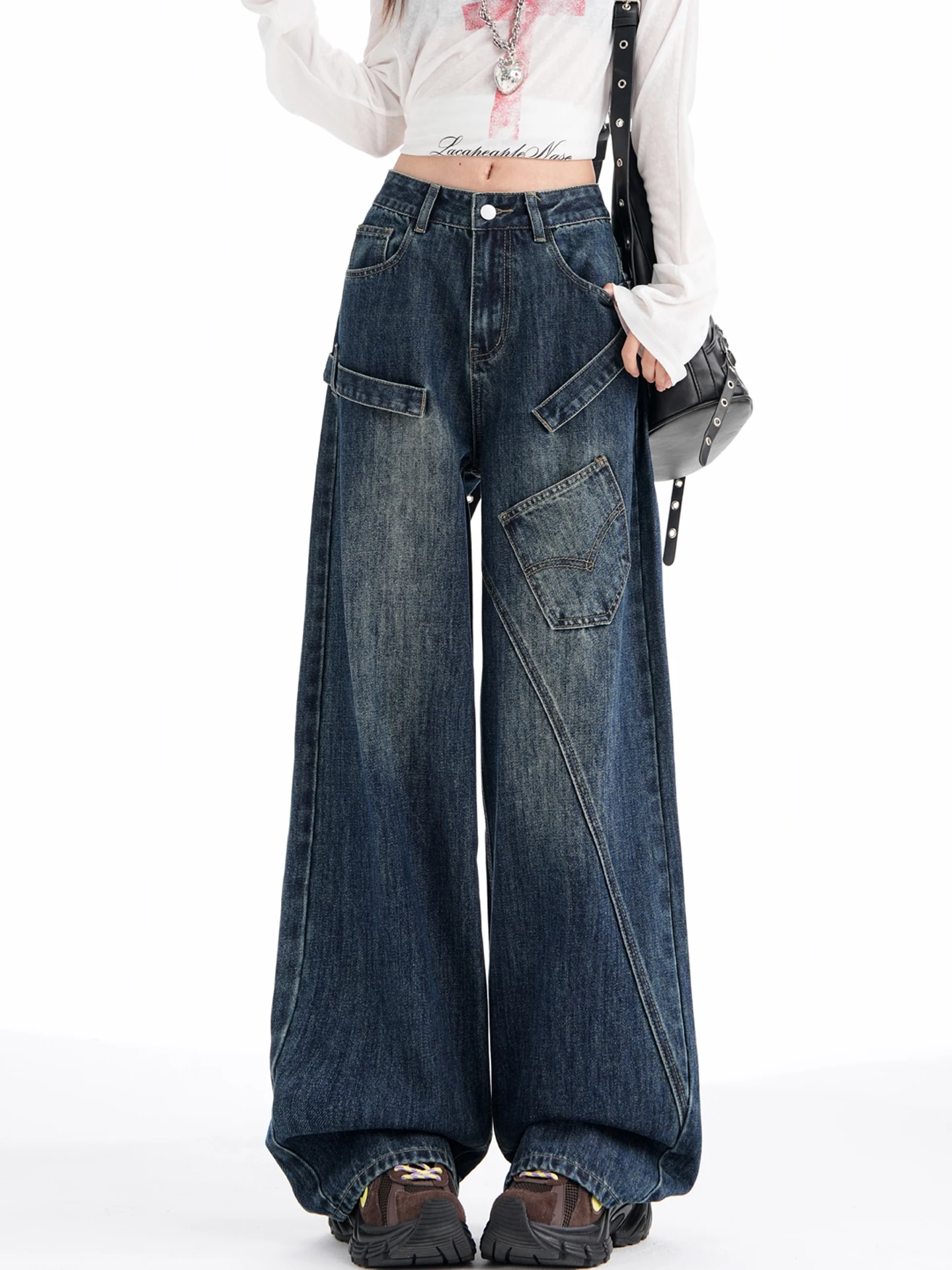 Американские джинсы в стиле рабочей одежды для женщин, весна-осень, свободный крой, стройнящие, широкие штанины, брюки в пол
Американские джинсы в стиле рабочей одежды для женщин, весна-осень, свободный крой, стройнящие, широкие штанины, брюки в пол