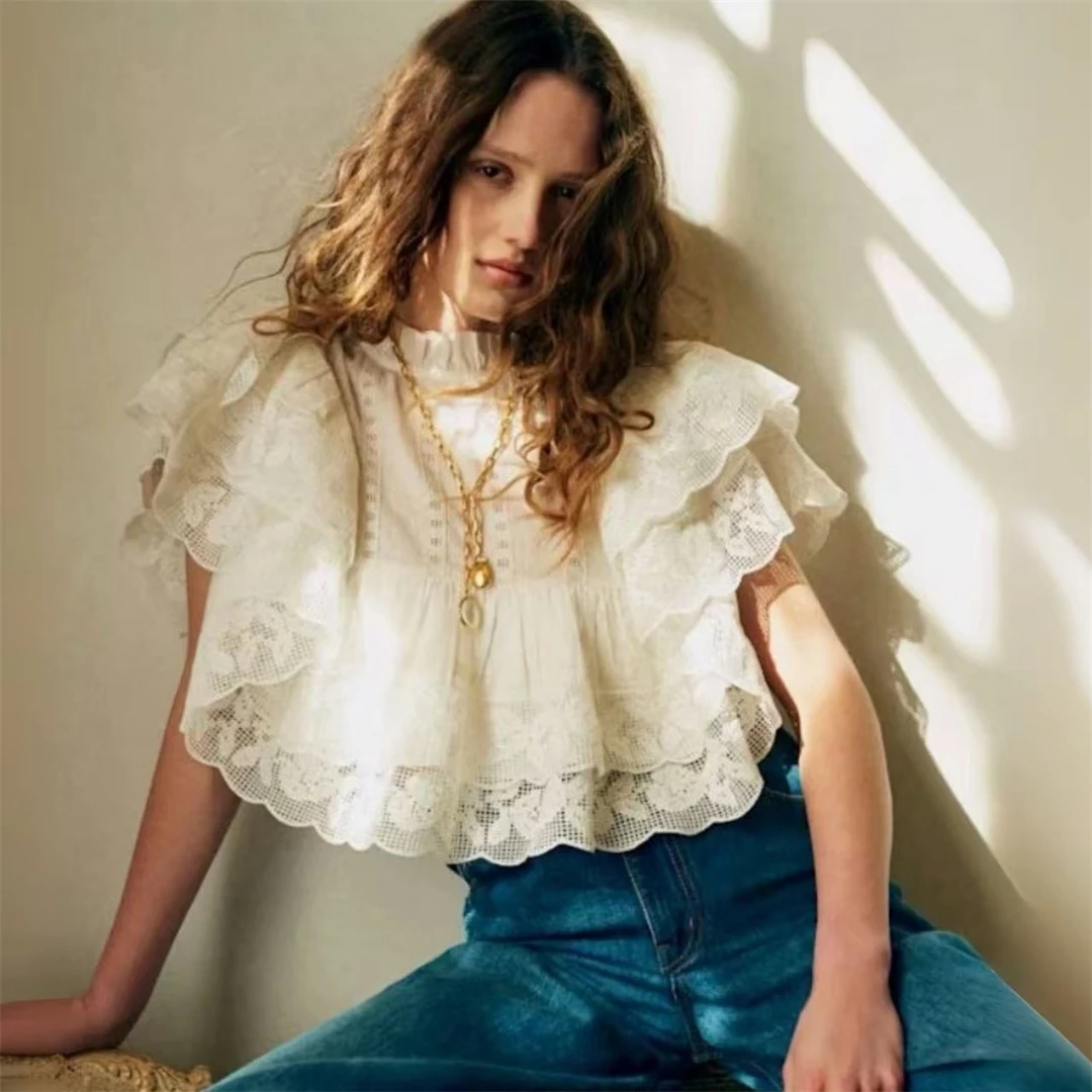 Paris Seza Embroidered Shirt Lightweight Cotton Linen Blouse Feminine Floral Lace Trim French Style Loose Fit Short Sleeve Wo...
Paris Seza Embroidered Shirt Lightweight Cotton Linen Blouse Feminine Floral Lace Trim French Style Loose Fit Short Sleeve Wo...