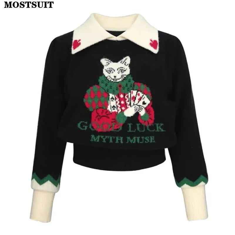 Stylish Women Sweater Pullovers Cartoon Jacquard Long Sleeve Tops 2025 Spring Elegant Fashion Chic Ladies Jumpers Knitwear
Stylish Women Sweater Pullovers Cartoon Jacquard Long Sleeve Tops 2025 Spring Elegant Fashion Chic Ladies Jumpers Knitwear