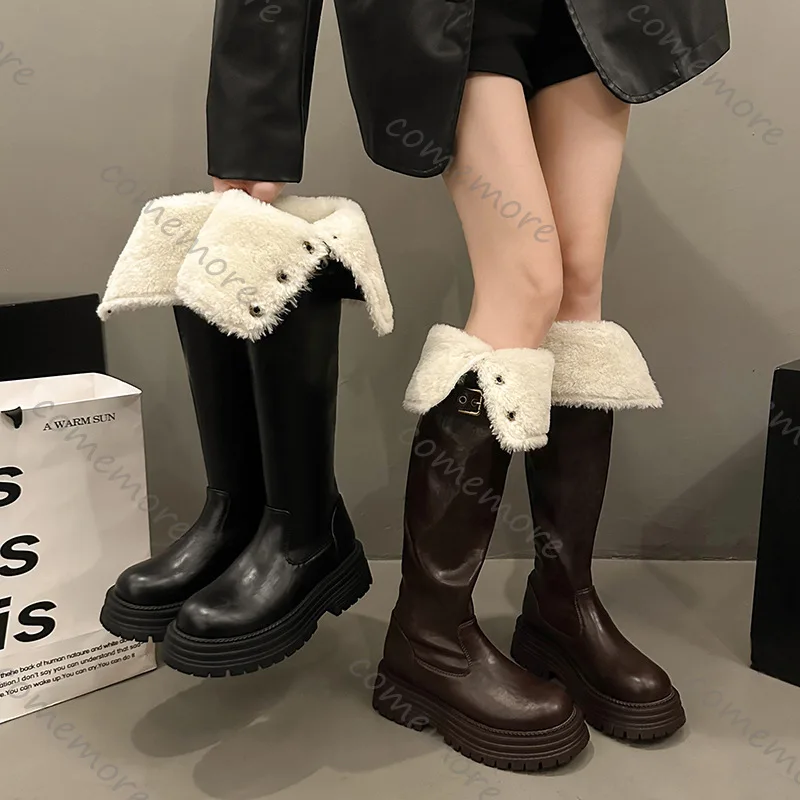 Comemore New Women's Over The Knee Boots Fur Lined Foldable Shoes Women Platform Chunky Heel Leather Warm Long Botas for Women
Comemore New Women's Over The Knee Boots Fur Lined Foldable Shoes Women Platform Chunky Heel Leather Warm Long Botas for Women