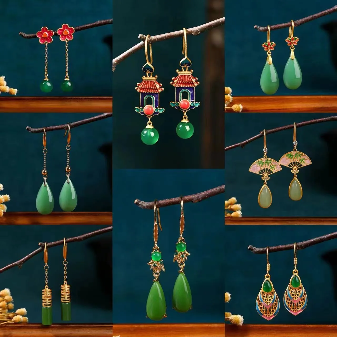 Ethnic Chinese Green Jade Earrings for Women Painted Enamel Hollow Design Luxury Jewelry Water Drop Shaped Pendant Retro Gifts
Ethnic Chinese Green Jade Earrings for Women Painted Enamel Hollow Design Luxury Jewelry Water Drop Shaped Pendant Retro Gifts