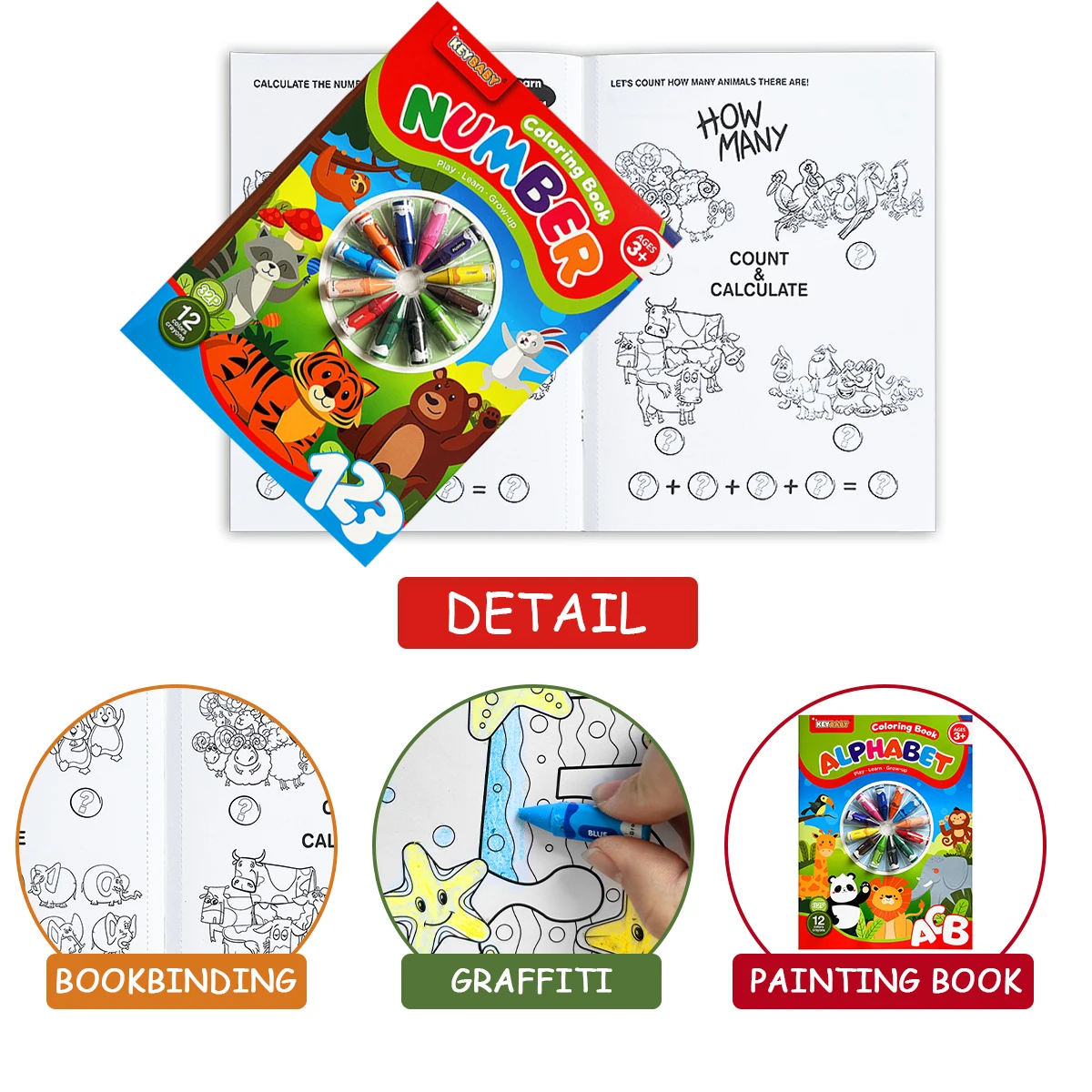 KEYBABY Alphabet Number Coloring Books 32 Pages Equipped With 12 Crayons Exquisite Daily Practical Gifts
KEYBABY Alphabet Number Coloring Books 32 Pages Equipped With 12 Crayons Exquisite Daily Practical Gifts