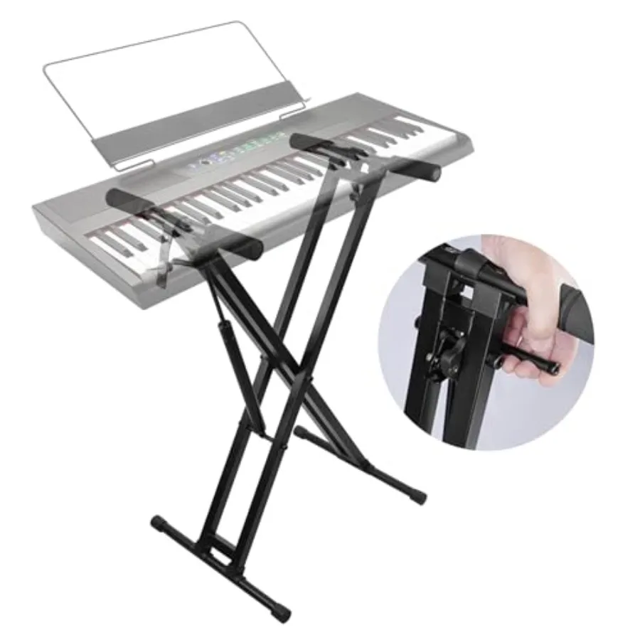 Adjustable X Style Keyboard Piano Stand with Gas Spring One-Button Lifting Heavy Duty Portable Music Stand in Black with Lockin
Adjustable X Style Keyboard Piano Stand with Gas Spring One-Button Lifting Heavy Duty Portable Music Stand in Black with Lockin