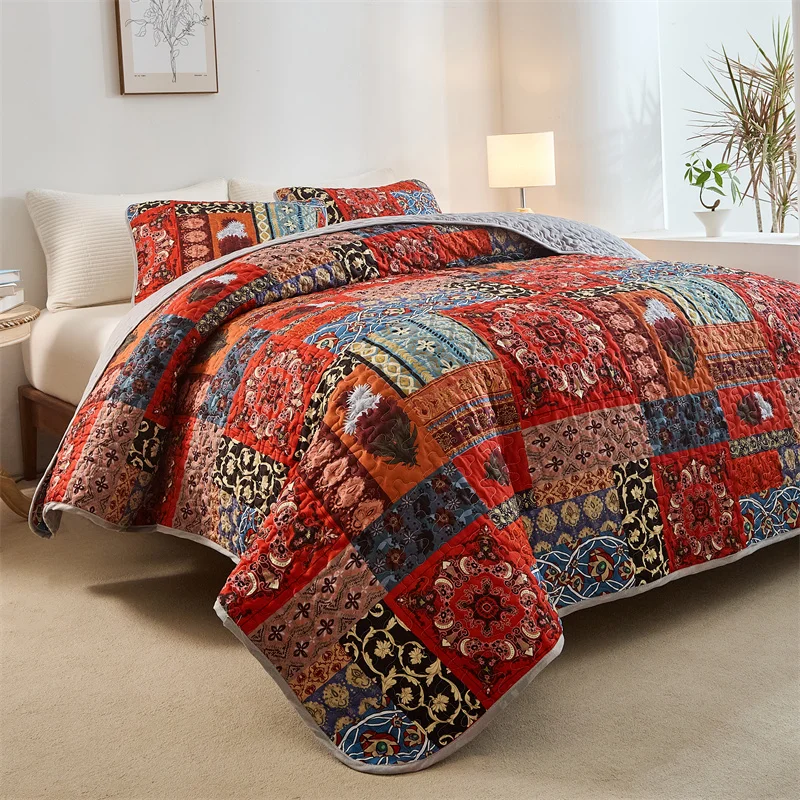 US Queen Quilted Bed Cover Set US size Floral Bedspread Set with Pillowcase Patchwork Quilt 229*229cm
US Queen Quilted Bed Cover Set US size Floral Bedspread Set with Pillowcase Patchwork Quilt 229*229cm