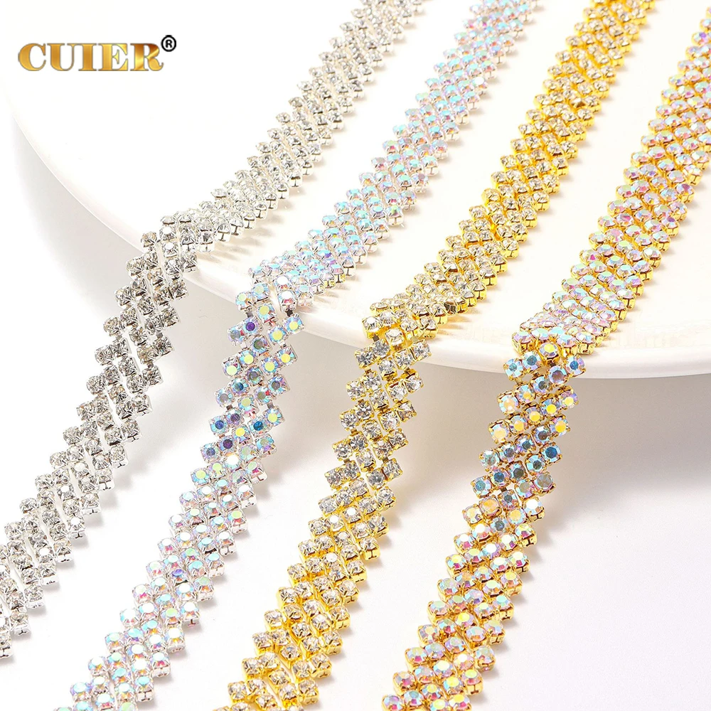 CUIER 90cm AB Rhinestone 5 rows Metal chain Shiny crystal Silver Sewing applique decorative wedding Women dress accessory
CUIER 90cm AB Rhinestone 5 rows Metal chain Shiny crystal Silver Sewing applique decorative wedding Women dress accessory