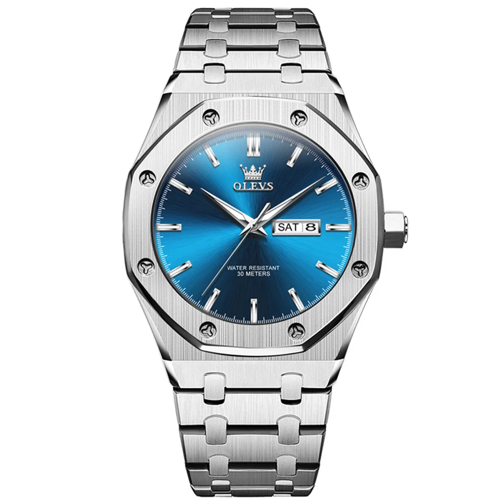 OLEVS Роскошные мужские кварцевые часы Водонепроницаемые светящиеся наручные часы с датой недели Мужские часы из нержавеющей стали Мужские часы Спортивные Reloj
OLEVS Роскошные мужские кварцевые часы Водонепроницаемые светящиеся наручные часы с датой недели Мужские часы из нержавеющей стали Мужские часы Спортивные Reloj