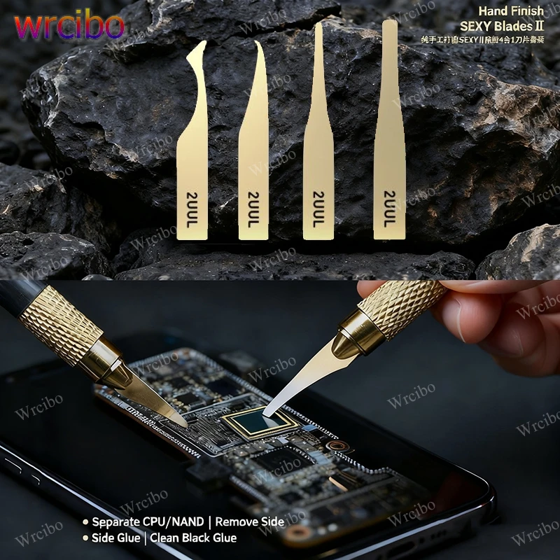 2UUL DA61 BGA Glue Removal Blades Set 4-in-1, Handmade Scraper Tool for Phone CPU, IC Chip, Edge Glue and Solder Pad Cleaning
2UUL DA61 BGA Glue Removal Blades Set 4-in-1, Handmade Scraper Tool for Phone CPU, IC Chip, Edge Glue and Solder Pad Cleaning